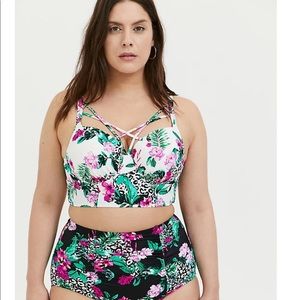 Torrid size 0 top and bottom floral bikini nwt